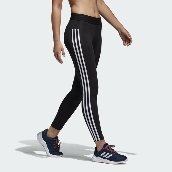 adidas Other - Adidas Girl's Climalite Workout Leggings Black White Trademark Stripe- sz 16